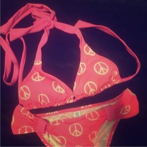 Victoria's Secret Pink Bikini with Peace Signs ☮️ 👙